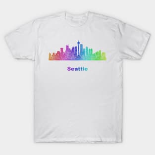 Rainbow Seattle skyline T-Shirt